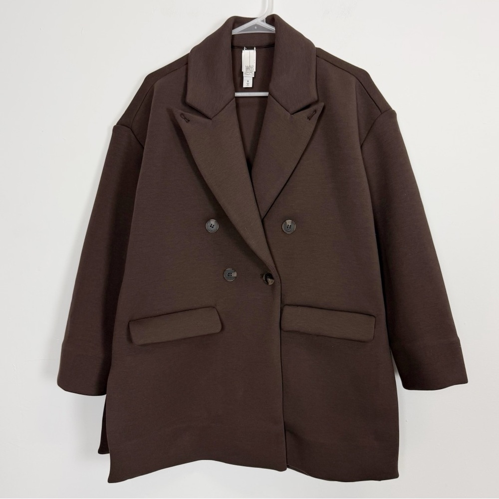 Marla Wynne Layers Scuba Jacket Womens Small Brown Button Front